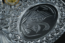 Load image into Gallery viewer, Hofbauer Byrdes Collection Cut Crystal Swan Pedestal Cake Plate • 12" Round x 5.5" Tall • Vintage German Crystal