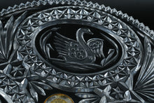 Load image into Gallery viewer, Hofbauer Byrdes Collection Cut Crystal Swan Pedestal Cake Plate • 12" Round x 5.5" Tall • Vintage German Crystal