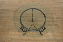 Load image into Gallery viewer, 42" Round Glass Top Dining Set with Swan Base and 4 Parsons Chairs