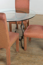 Load image into Gallery viewer, 42" Round Glass Top Dining Set with Swan Base and 4 Parsons Chairs