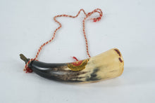 Load image into Gallery viewer, Vintage Swiss Cow Horn Flask Souvenir Made in Switzerland 7 Inch