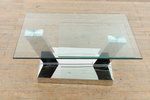 Load image into Gallery viewer, Modern Rotating Tempered Glass Coffee Table with Polished Stainless Steel Base