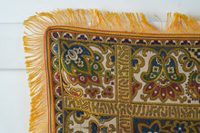 Load image into Gallery viewer, Vintage Middle Eastern Textile Wall Hanging – Metallic Embroidered Floral & Script Design, Fringed