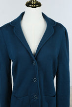Load image into Gallery viewer, Talbots Pure Merino Wool Navy Knit Blazer Jacket Small
