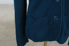 Load image into Gallery viewer, Talbots Pure Merino Wool Navy Knit Blazer Jacket Small