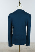 Load image into Gallery viewer, Talbots Pure Merino Wool Navy Knit Blazer Jacket Small