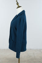 Load image into Gallery viewer, Talbots Pure Merino Wool Navy Knit Blazer Jacket Small