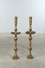 Load image into Gallery viewer, Pair Tall Brass Floor Candlesticks 40 Inch Church Altar Candle Holders
