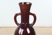 Load image into Gallery viewer, Studio Pottery Floor Vase Double Handle Brown Drip Glaze 41 Inch Signed
