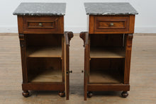 Load image into Gallery viewer, Pair of Antique German Marble Top Nightstands with Burl Veneer Doors
