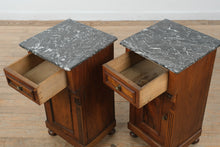 Load image into Gallery viewer, Pair of Antique German Marble Top Nightstands with Burl Veneer Doors