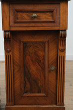 Load image into Gallery viewer, Pair of Antique German Marble Top Nightstands with Burl Veneer Doors