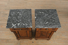 Load image into Gallery viewer, Pair of Antique German Marble Top Nightstands with Burl Veneer Doors