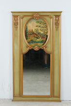 Load image into Gallery viewer, Italian Style Trumeau Mirror Painted Landscape Green Gold 60 Inch