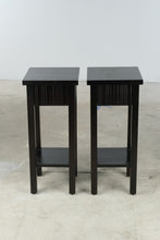 Load image into Gallery viewer, Pair of Pier 1 Imports Dark Wood End Tables with Drawer and Lower Shelf