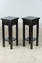 Load image into Gallery viewer, Pair of Pier 1 Imports Dark Wood End Tables with Drawer and Lower Shelf