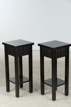 Load image into Gallery viewer, Pair of Pier 1 Imports Dark Wood End Tables with Drawer and Lower Shelf
