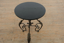 Load image into Gallery viewer, Round Metal Tassel Accent Table with Scroll Base