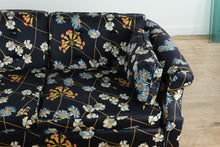 Load image into Gallery viewer, Taylor-King Navy Floral Upholstered Three Cushion Sofa