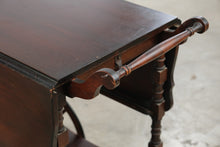 Load image into Gallery viewer, Vintage Mahogany Drop-Leaf Tea Cart with Spoked Wheels