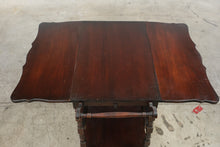 Load image into Gallery viewer, Vintage Mahogany Drop-Leaf Tea Cart with Spoked Wheels