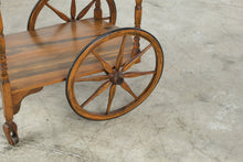 Load image into Gallery viewer, Vintage Wood Drop Leaf Tea Cart with Removable Glass Serving Tray