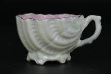 Load image into Gallery viewer, Antique German Shell-Shaped Porcelain Tea Cup – Pink Luster Interior