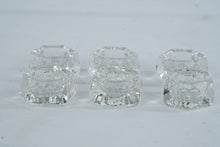 Load image into Gallery viewer, Vintage Clear Crystal Hexagon Candle Holders Set of 6 Starburst Glass