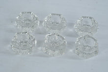 Load image into Gallery viewer, Vintage Clear Crystal Hexagon Candle Holders Set of 6 Starburst Glass