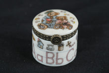 Load image into Gallery viewer, Boyds Bears Porcelain Trinket Box Round Hinged Teacher Theme ABC