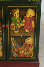 Load image into Gallery viewer, One-of-a-Kind Hand-Painted Teddy Bear Folk Art Cabinet