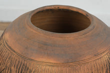 Load image into Gallery viewer, Large Rustic Terracotta Floor Vase Hand Carved Pottery Vessel 23 Inch