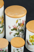 Load image into Gallery viewer, Portmeirion Botanic Garden 7 Piece Canister Set Wood Lids Made in England