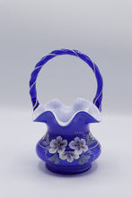 Load image into Gallery viewer, Fenton Cobalt Blue Hand Painted Basket Glass Legacy Collection 8.25 Inch
