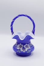 Load image into Gallery viewer, Fenton Cobalt Blue Hand Painted Basket Glass Legacy Collection 8.25 Inch