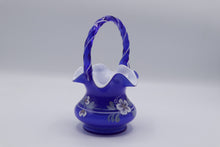 Load image into Gallery viewer, Fenton Cobalt Blue Hand Painted Basket Glass Legacy Collection 8.25 Inch