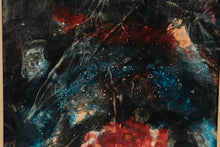 Load image into Gallery viewer, Vintage 1960 Abstract Mixed Media Painting Red Blue Black Signed Framed 28 x 22