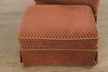 Load image into Gallery viewer, Thomasville Swivel Armchair with Matching Ottoman in Red Diamond Upholstery