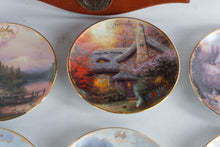 Load image into Gallery viewer, Vintage Thomas Kinkade Simpler Times Perpetual Calendar Plate Set Wood Display 12 Plates