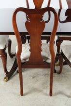 Load image into Gallery viewer, Thomasville Solid Mahogany Double Pedestal Dining Set with 6 Queen Anne Chairs