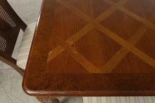 Load image into Gallery viewer, Thomasville Solid Wood Dining Table with 8 Cane Back Chairs and 2 Leaves