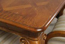 Load image into Gallery viewer, Thomasville Solid Wood Dining Table with 8 Cane Back Chairs and 2 Leaves