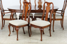 Load image into Gallery viewer, Thomasville Solid Cherry Queen Anne Dining Table with Two Leaves and Six Chairs