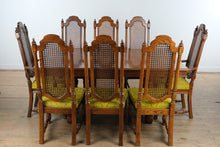 Load image into Gallery viewer, Thomasville Segovia Dining Set – Table w/ 2 Leaves + 8 Cane-Back Chairs (Spanish Mediterranean Style)