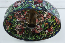 Load image into Gallery viewer, Tiffany-Style Stained Glass Hanging Dome Chandelier – 20" Floral Design