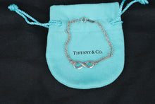 Load image into Gallery viewer, Tiffany and Co Infinity Bracelet Sterling Silver 925 Double Chain with Pouch