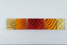 Load image into Gallery viewer, Signed 2013 Abstract Metal Wall Art Red Orange Gold 5 Panel 43 x 8