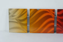 Load image into Gallery viewer, Signed 2013 Abstract Metal Wall Art Red Orange Gold 5 Panel 43 x 8