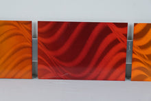 Load image into Gallery viewer, Signed 2013 Abstract Metal Wall Art Red Orange Gold 5 Panel 43 x 8