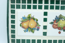 Load image into Gallery viewer, Vintage-Style Ceramic Tile Serving Tray – Green & White Fruit Design (Pears & Apples) – Handcrafted 2010